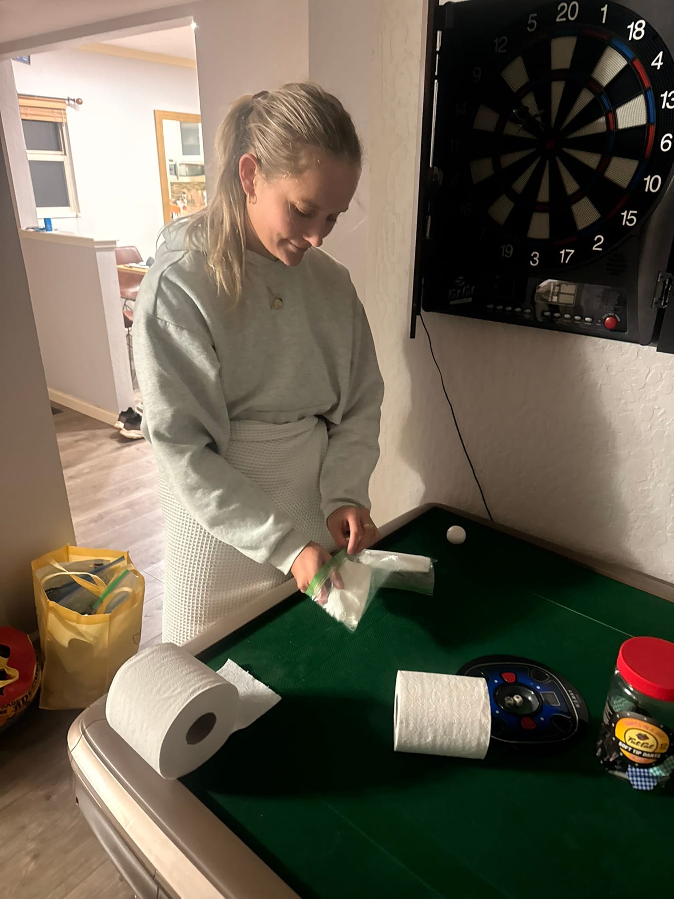 Toilet paper packed into race bags